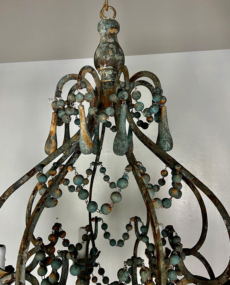 Amalfi Wood and Iron Chandelier with Wood Drops By Miamar Home