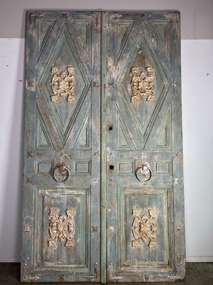 Pair of Italian Painted & Parcel Gilt Doors C. 1900