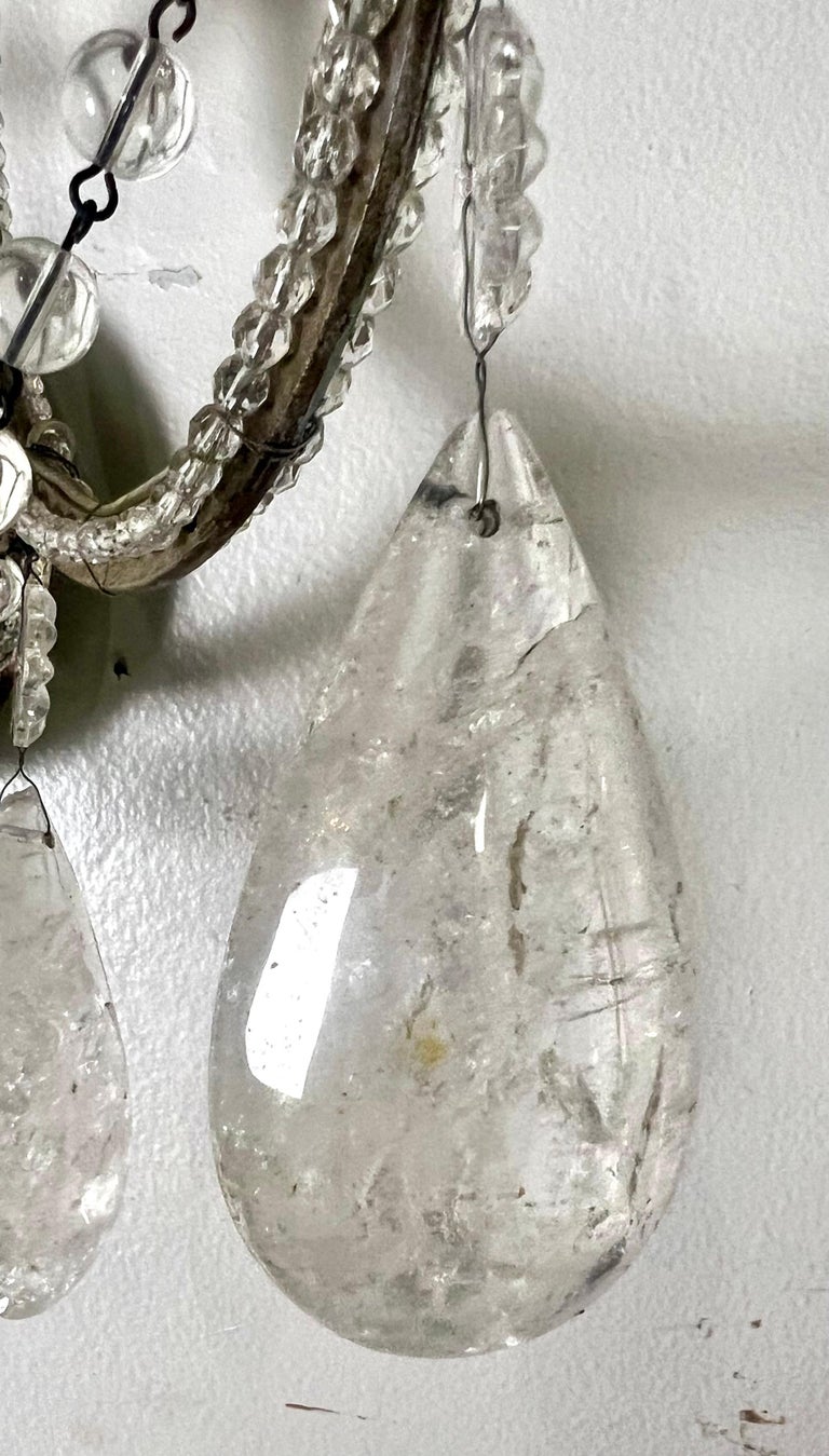 Pair of 2-Light Rock Crystal Beaded Sconces