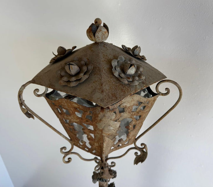Pair of French Wrought Iron Standing Lanterns