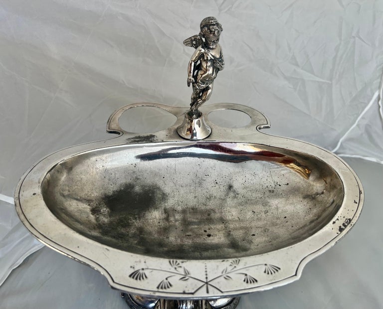Ornate Wilcox Silverplate Serving Dish w/ Angels