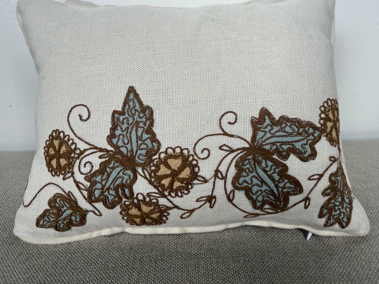 Pair of Linen Embroidered Pillows