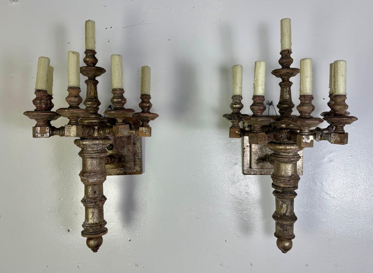 Pair of 19th C. Italian 5-Light Sconces