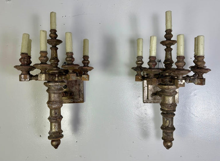 Pair of 19th C. Italian 5-Light Sconces
