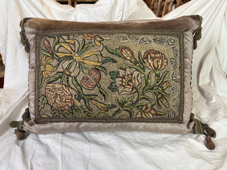 Antique Metallic Embroidered Textile Pillows