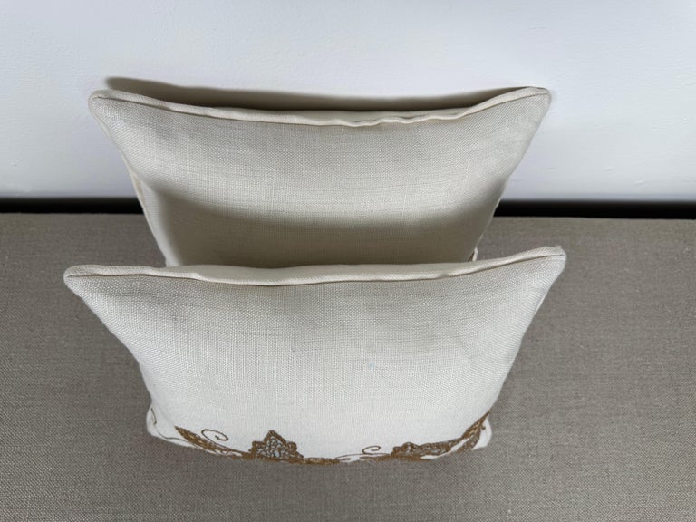 Pair of Linen Embroidered Pillows