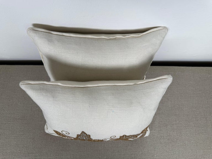 Pair of Linen Embroidered Pillows