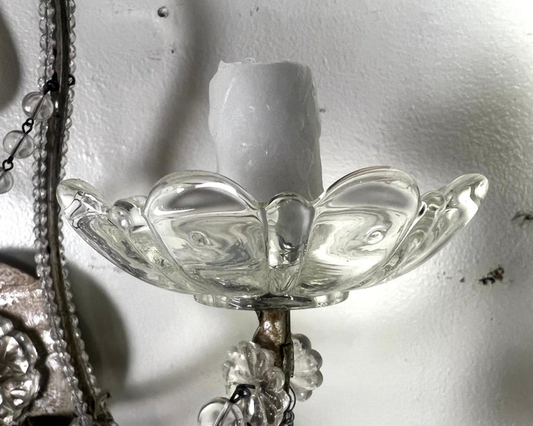 Pair of 2-Light Rock Crystal Beaded Sconces