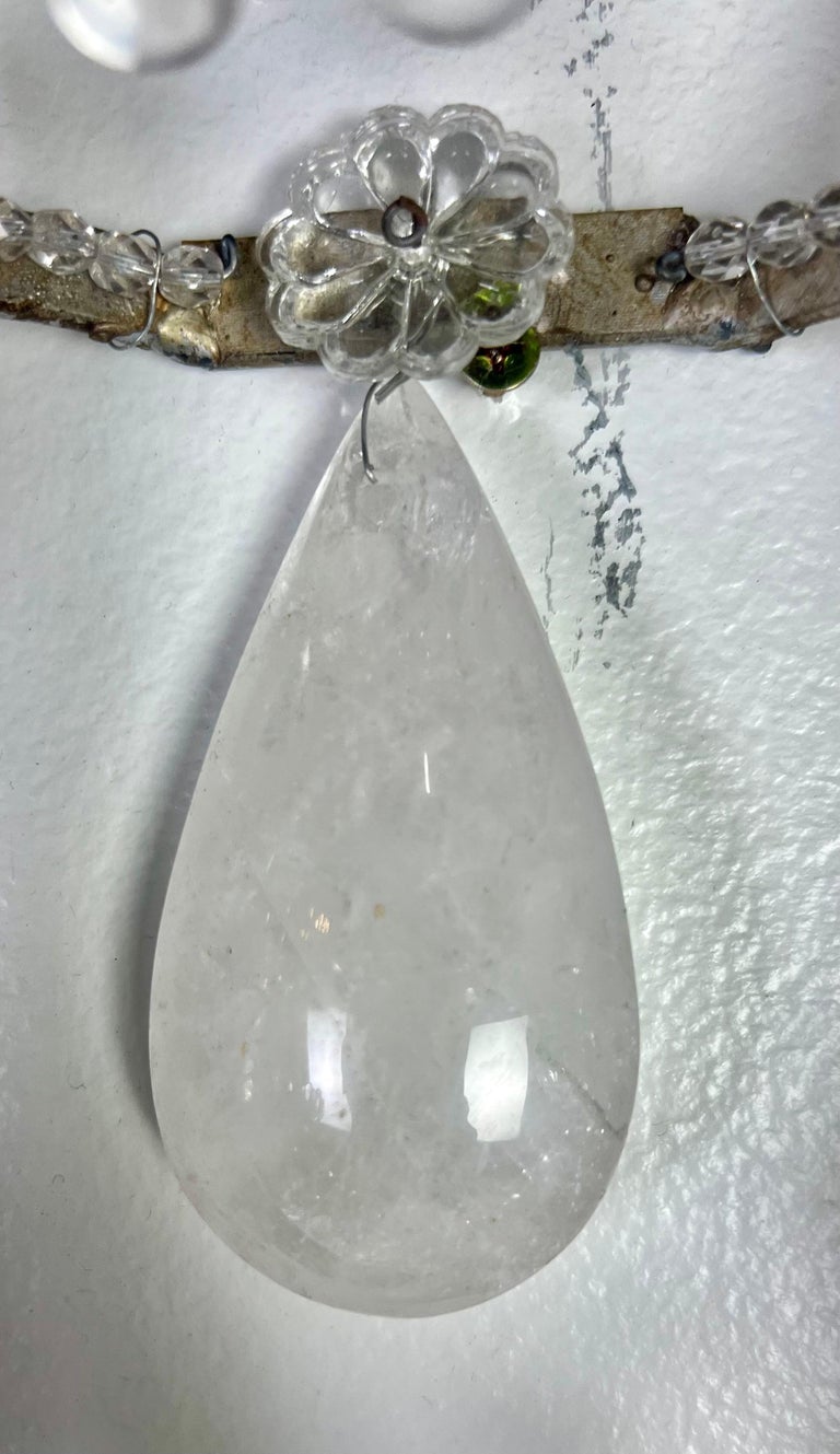 Pair of 2-Light Rock Crystal Beaded Sconces