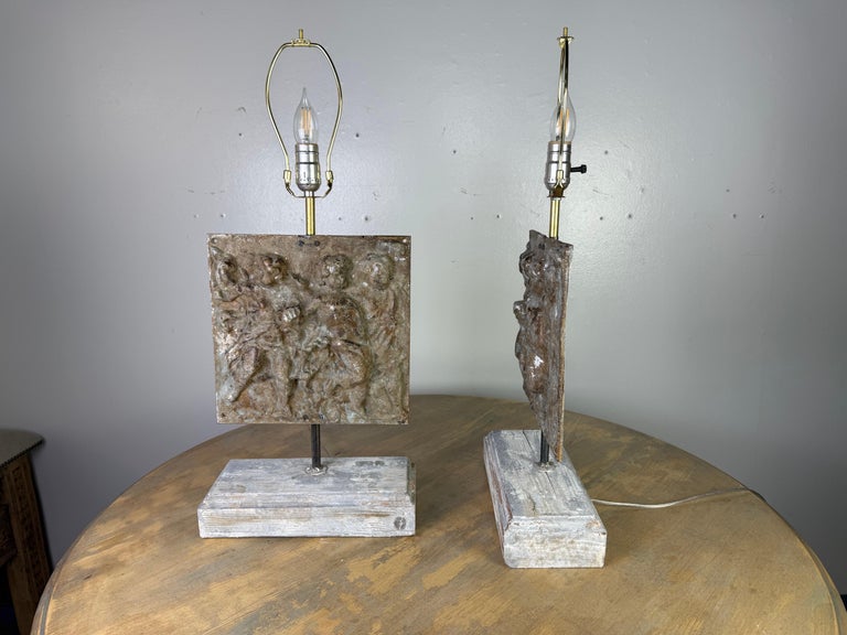 Pair of Italian Cast Metal Figural Lamps