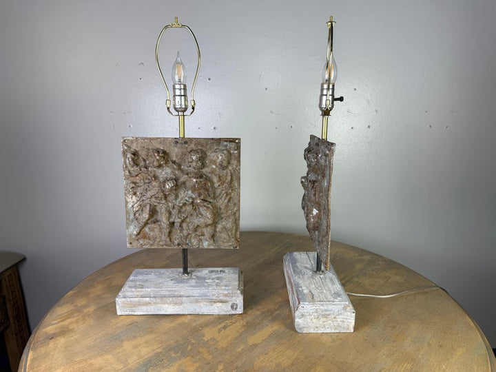 Pair of Italian Cast Metal Figural Lamps