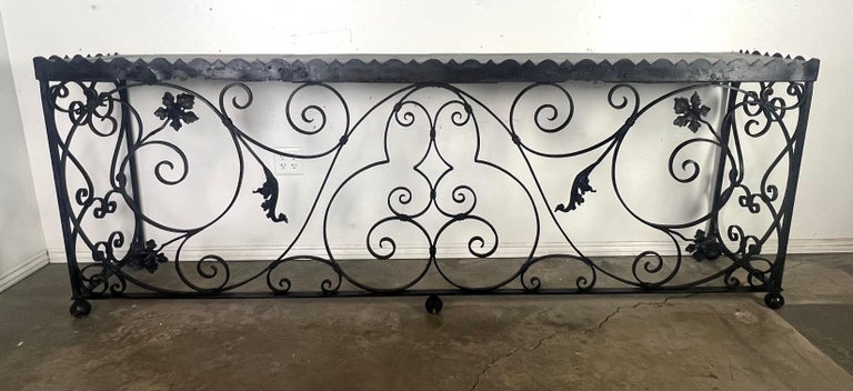 Spanish Wrought Iron Console w/ Sectioned Slated Top C. 1920