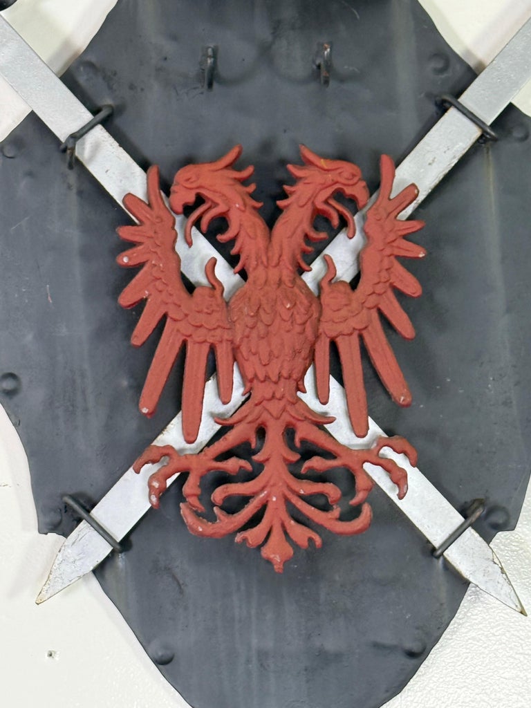 Pair of Vintage Iron Heraldic Wall Plaques