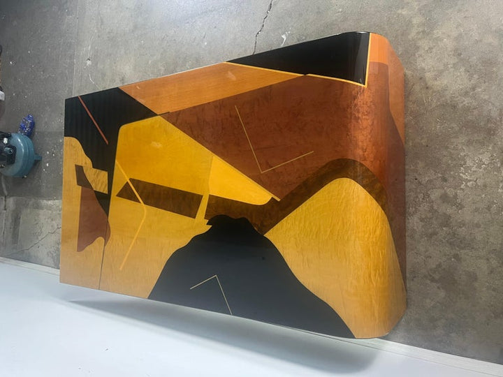 Mid-Century Geometric Lacquered Waterfall Shaped Table