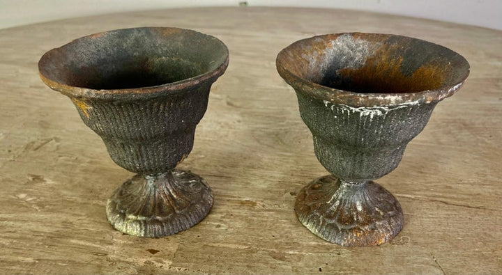Pair of Petite French Cast Iron Urns