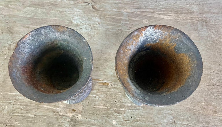 Pair of Petite French Cast Iron Urns