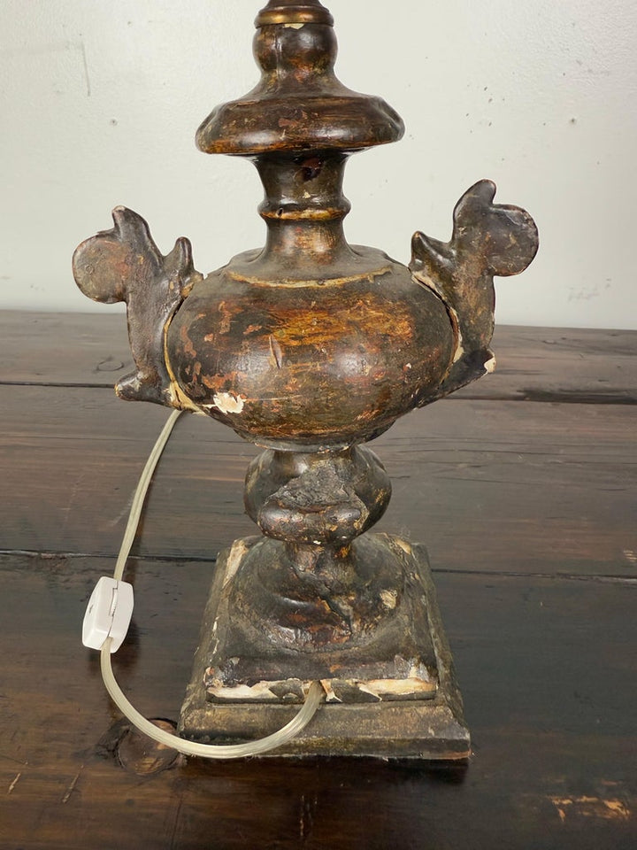 Italian Giltwood Urn Lamp w/ Parchment Shade