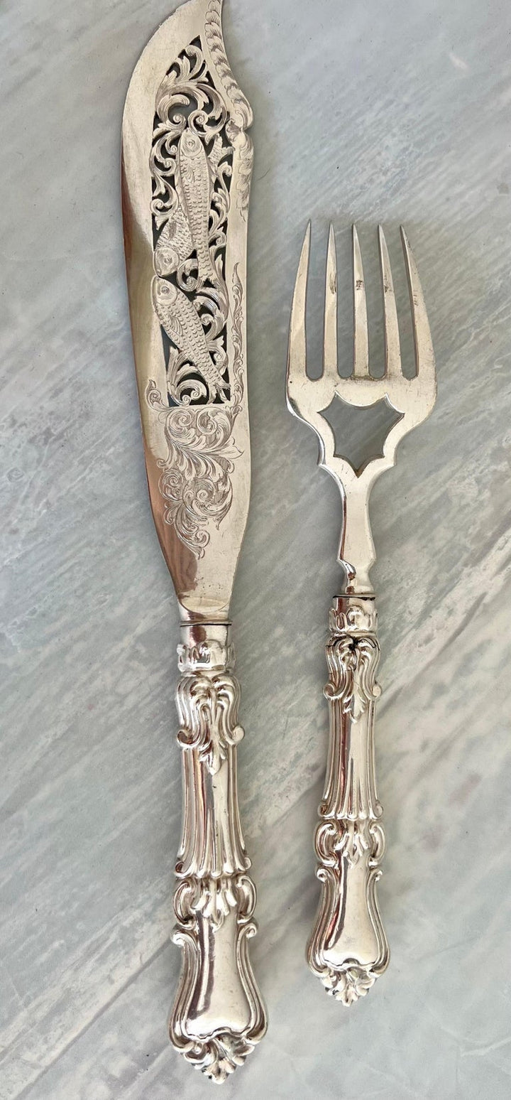 Victorian Silver Fish Serving Set-Early 20th Century