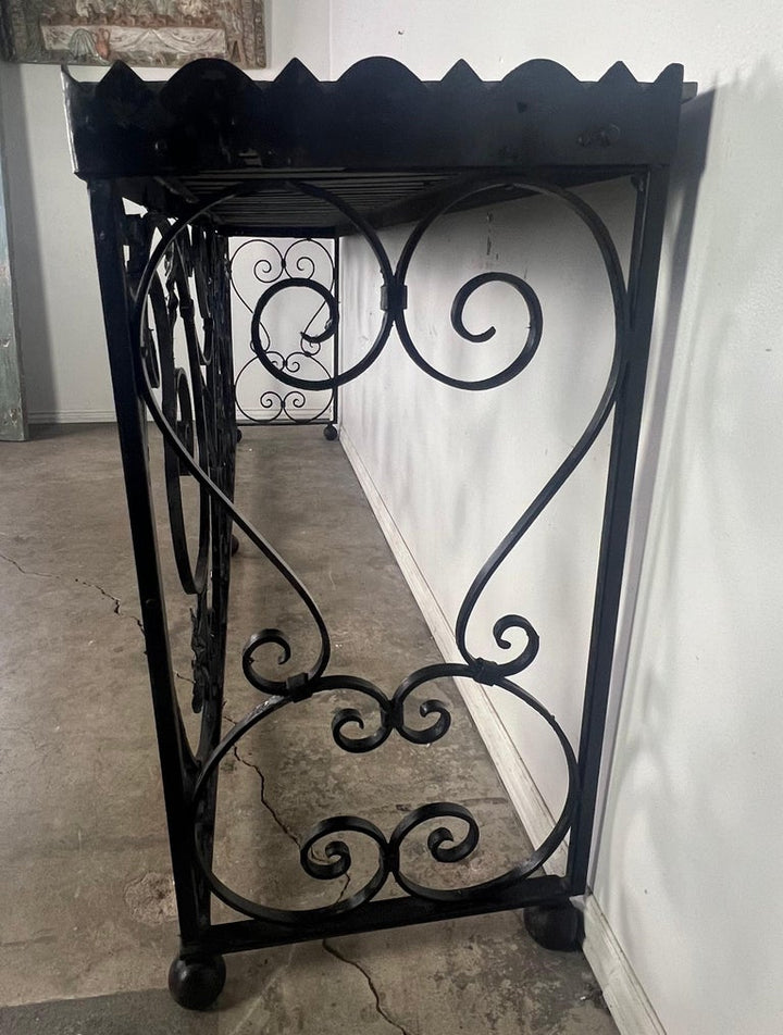 Spanish Wrought Iron Console w/ Sectioned Slated Top C. 1920