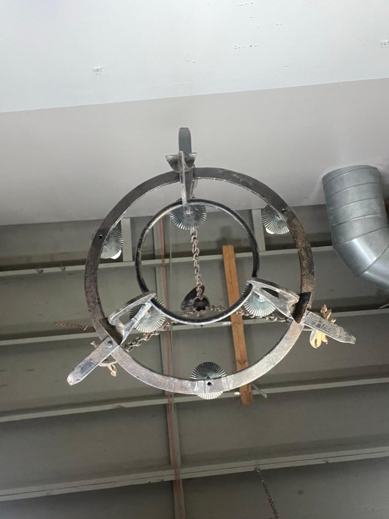 Six Light Spanish Wrought Iron Chandelier