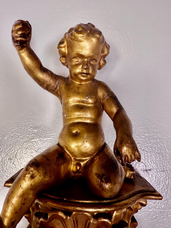 19th C. Giltwood Cherub Fragment