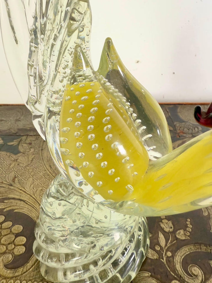 Pair of Italian Murano Roosters C. 1930's