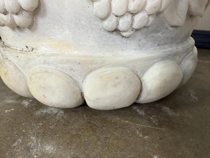 Pair of 19th Century Hand-Carved Carrara Marble Planters