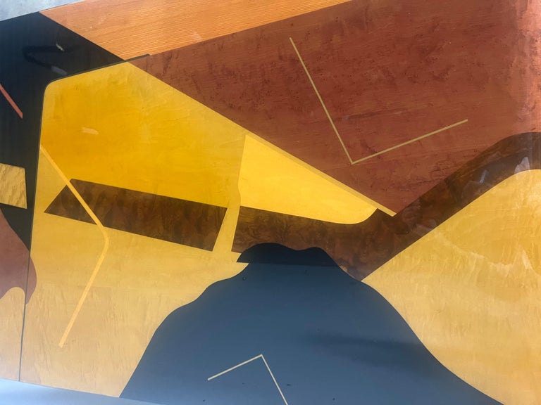 Mid-Century Geometric Lacquered Waterfall Shaped Table