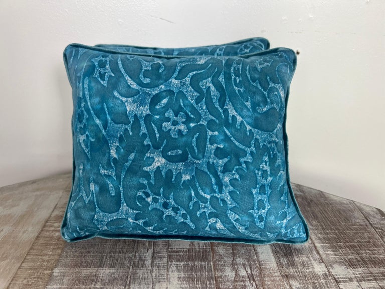Pair of Custom Blue Fortuny Style Pillows