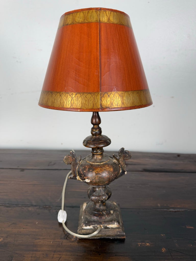 Italian Giltwood Urn Lamp w/ Parchment Shade