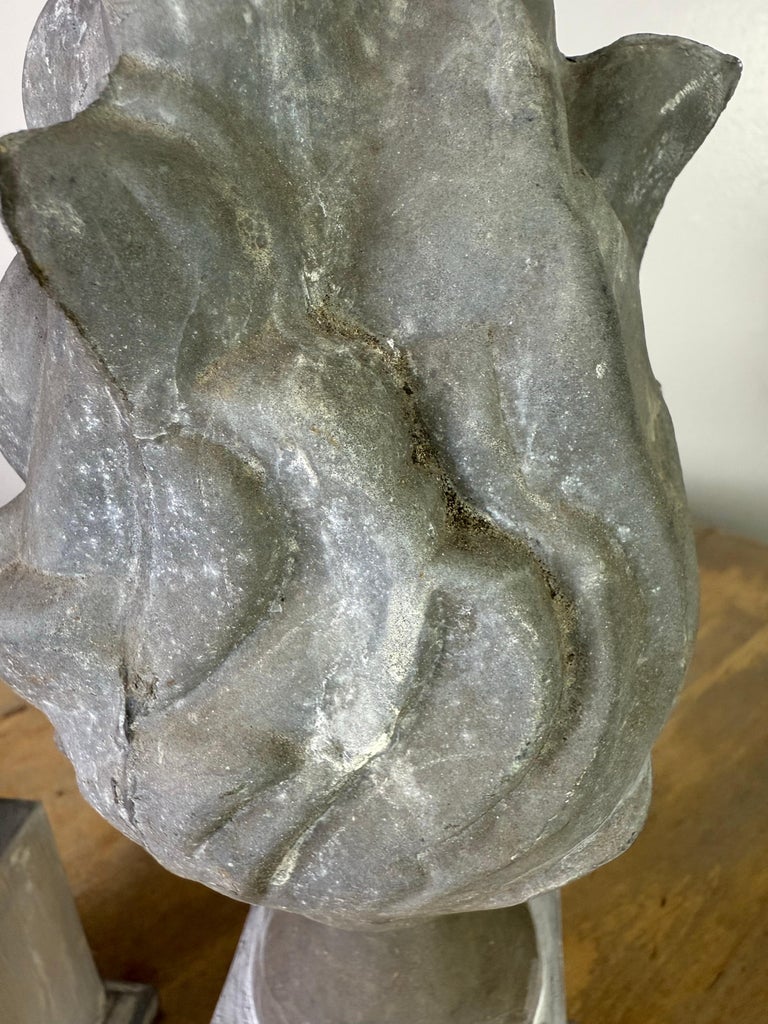 Pair of 19th C. Zinc Flames on Wood Bases