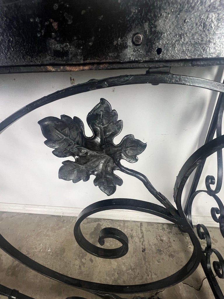 Spanish Wrought Iron Console w/ Sectioned Slated Top C. 1920