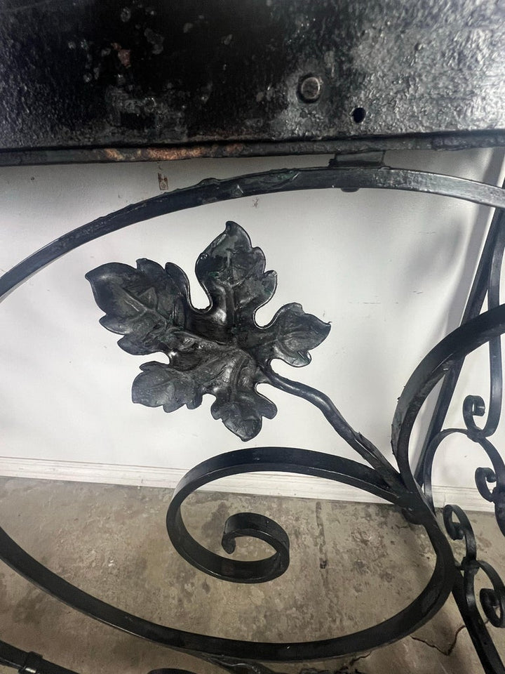 Spanish Wrought Iron Console w/ Sectioned Slated Top C. 1920