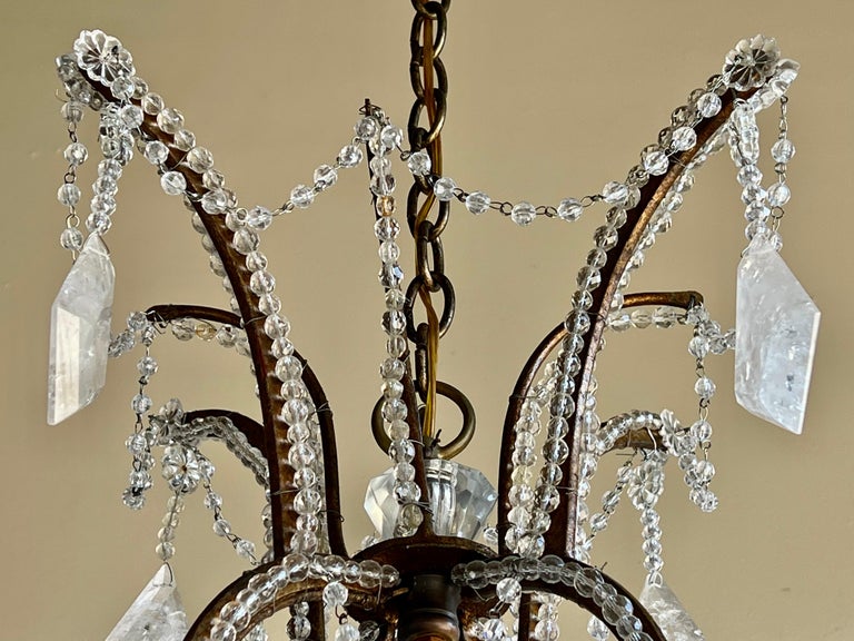 Monumental Wrought Iron & Rock Crystal Chandelier