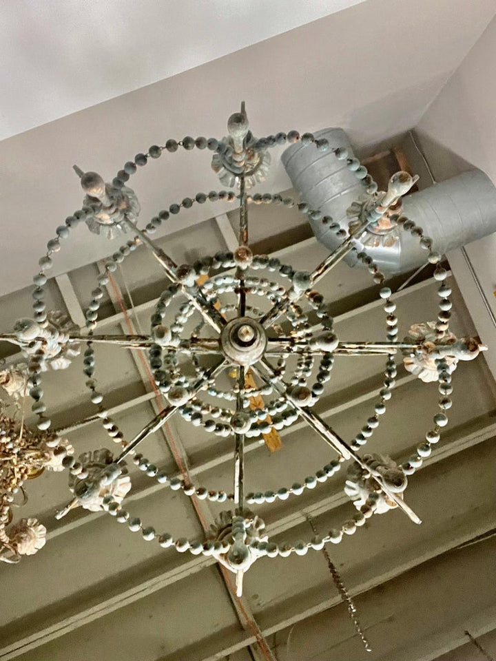 Amalfi Wood and Iron Chandelier with Wood Drops By Miamar Home