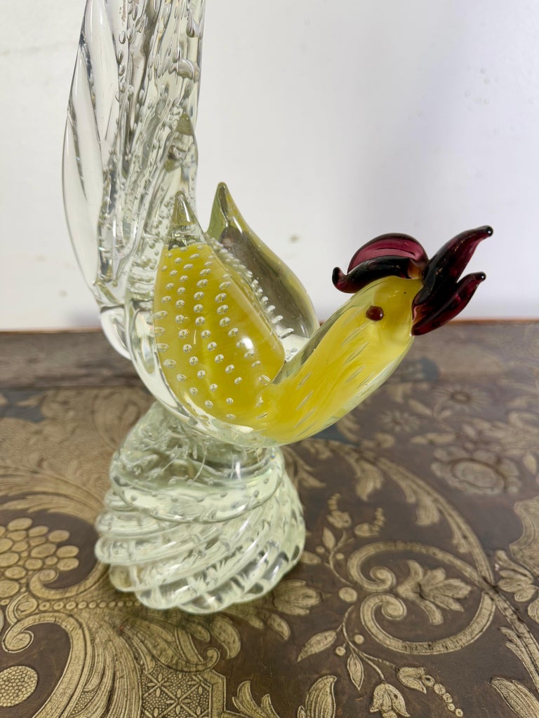 Pair of Italian Murano Roosters C. 1930's