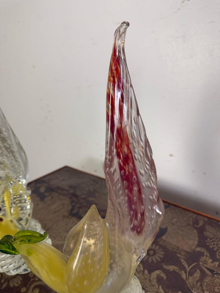 Pair of Italian Murano Roosters C. 1930's