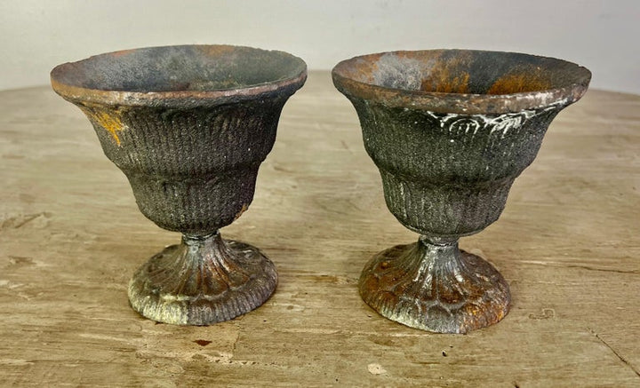 Pair of Petite French Cast Iron Urns