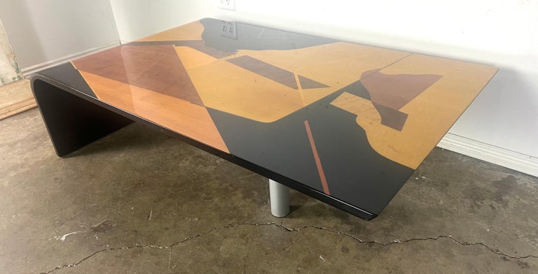Mid-Century Geometric Lacquered Waterfall Shaped Table