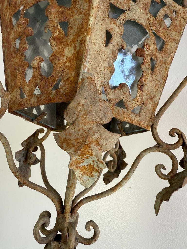 Pair of French Wrought Iron Standing Lanterns