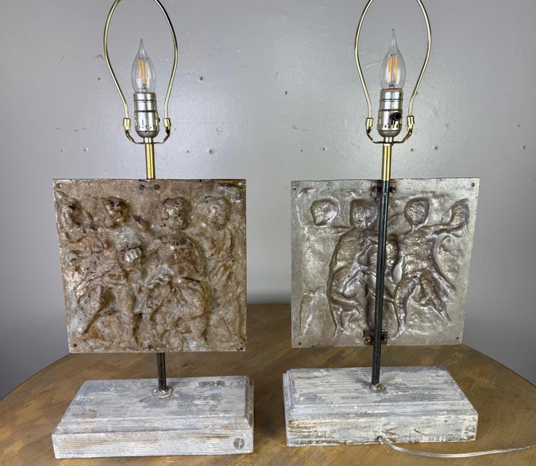 Pair of Italian Cast Metal Figural Lamps
