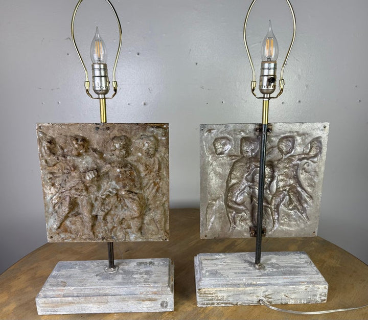 Pair of Italian Cast Metal Figural Lamps