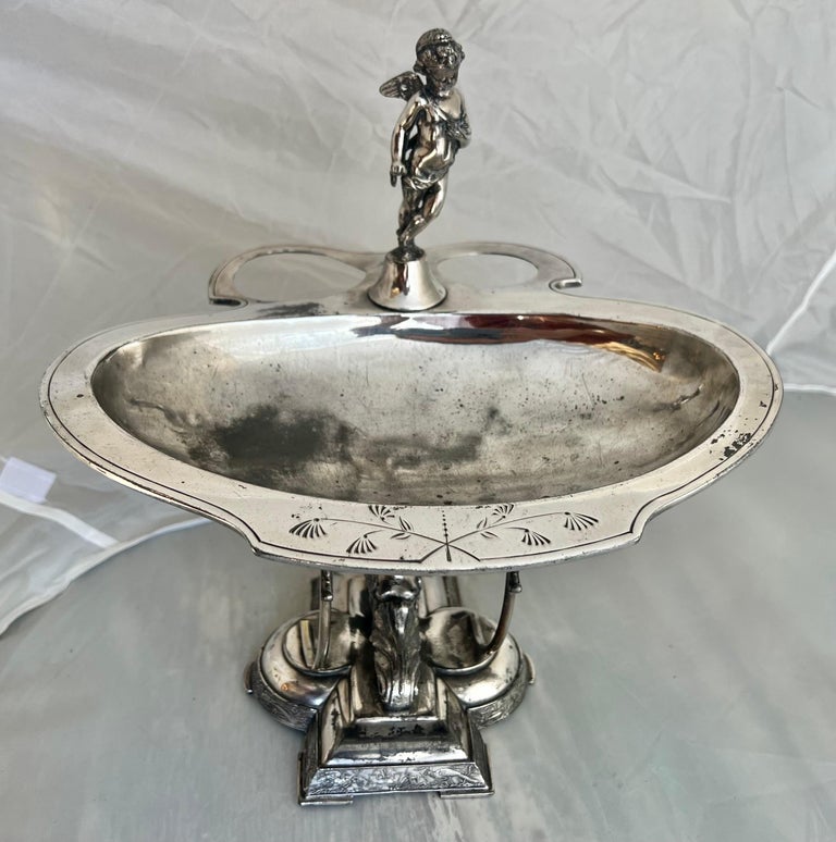Ornate Wilcox Silverplate Serving Dish w/ Angels