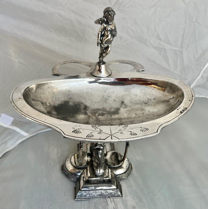 Ornate Wilcox Silverplate Serving Dish w/ Angels