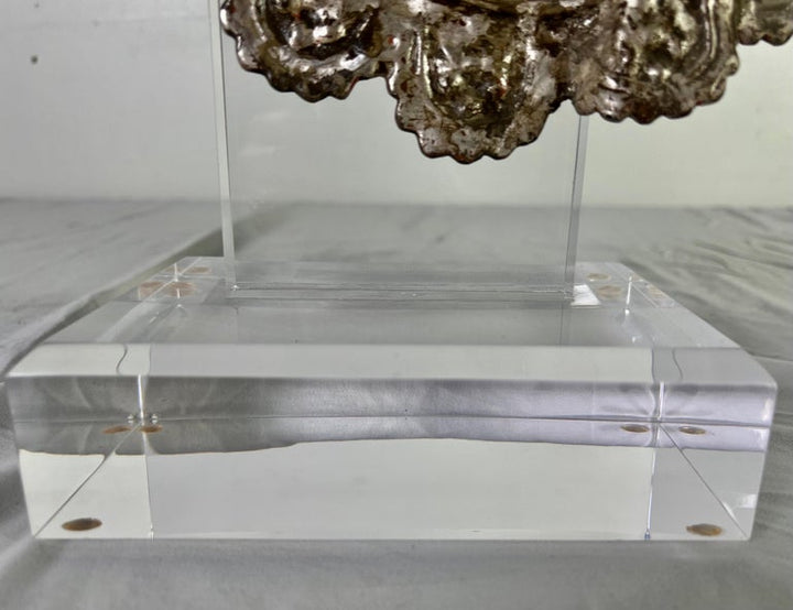Pair of French Silvered Gilt Metal Cherubs on Lucite Bases