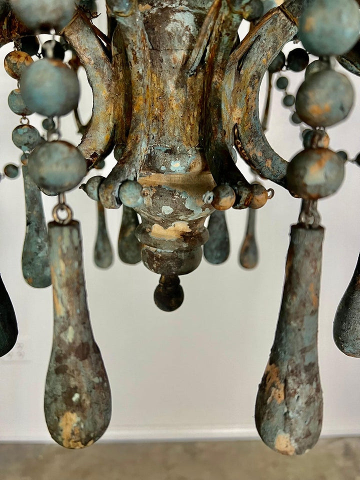 Amalfi Wood and Iron Chandelier with Wood Drops By Miamar Home