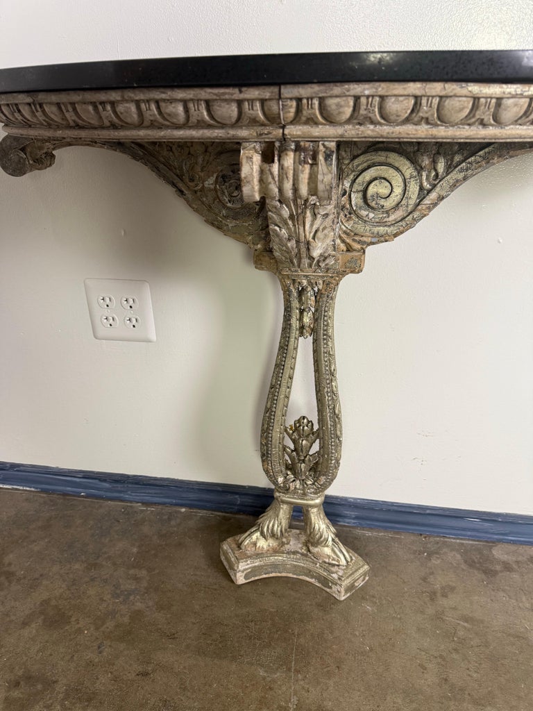 Italian Silvered Console w/ Granite Top