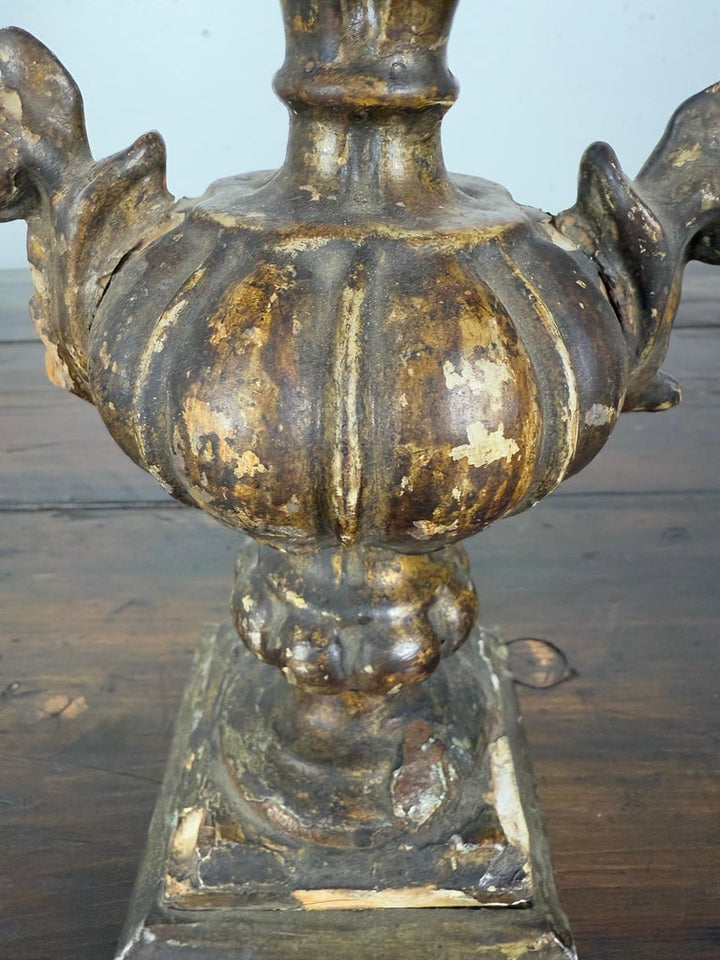 Italian Giltwood Urn Lamp w/ Parchment Shade