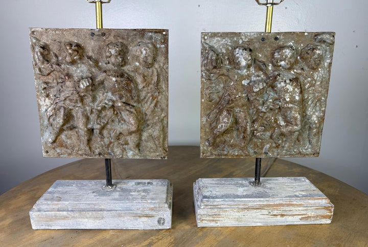 Pair of Italian Cast Metal Figural Lamps