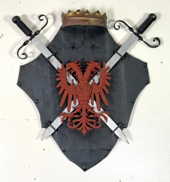 Pair of Vintage Iron Heraldic Wall Plaques